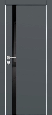 PX-8, гладкая матовая дверь со стеклом, кромка ALU (графит)