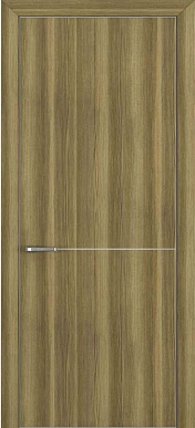 Квалитет К-10, гладкая дверь экошпон, с черной алюминиевой кромкой, дуб серый