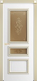 Межкомнатная дверь ДО Агата-Д, со стеклом (эмаль белая, патина)