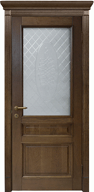 Империал-7, двери из массива дуба, со стеклом (орех)