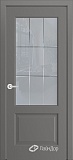 Межкомнатная дверь Кантри-К, дверь неоклассика со стеклом Решетка-2, эмаль кварц