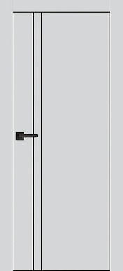 PX-20, гладкая матовая дверь c молдингом, черная кромка ALU Black (агат)