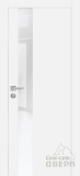 PX-10, гладкая матовая дверь со стеклом, кромка ALU (белый)
