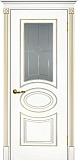 Межкомнатная дверь ДО Смальта 03 (белый RAL9003, патина золото)