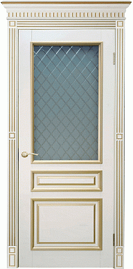 Империал-16, массив бука, дверь остекленная с золотой патиной (айсберг)