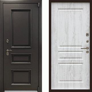 Дверь уличная с терморазрывом Айсберг-110, муар коричневый/сосна белая