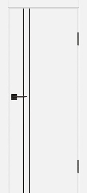 Дверь межкомнатная гладкая матовая P-20, черный молдинг (белый)