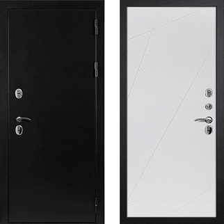 Дверь уличная с терморазрывом Термо-1, металл 1.5 мм, 2 замка, черное серебро/ФЛ-103 белоснежная шагрень
