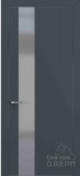 Квалитет К-3, гладкая дверь с вертикальным стеклом, с алюминиевой кромкой, графит премьер матовый