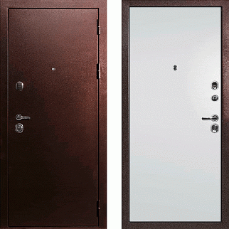 Дверь входная С-3/Гладкая панель ПВХ, металл 1.5 мм, 2 замка, медный антик/агат