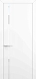 Межкомнатная дверь Квалитет К-1, гладкая дверь ПВХ с вертикальным стеклом, белый матовый