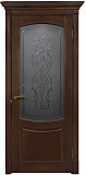 Межкомнатная дверь Верона, дверь из массива бука, со стеклом (орех)