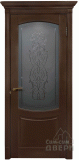 Верона, дверь из массива бука, со стеклом (орех)