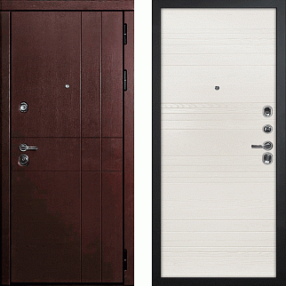 Дверь входная С-2/Панель шпон Комбо-01, металл 1.5 мм, 2 замка, орех премиум/ясень бьянко