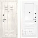 Дверь входная Гера-2/Панель эмаль Смальта-06, металл 1.5 мм, 2 замка KALE, дуб Филадельфия крем/белый Ral9003