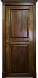Межкомнатная дверь Классика-2, дверь из массива дуба с узким стеклом (орех/черная патина)