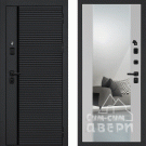 Дверь входная с черной ручкой Галактика-173, панель с зеркалом, металл 1.5 мм, 2 замка, черный/агат
