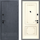 Дверь входная Скандинавия/S-14, бетон антрацит/эмаль слоновая кость, патина золото