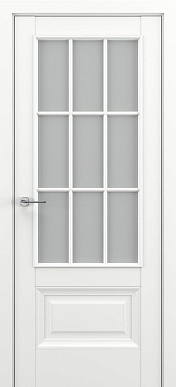 Классика Турин АК, багет B2, дверь со стеклом английская решетка (матовый белый)