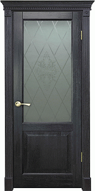 Классика-3, массив дуба, дверь остекленная (венге/серебро)