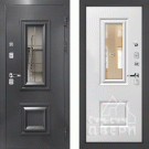 Дверь уличная с терморазрывом Изотерма, стеклопакет, букле графит/белый матовый