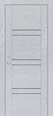 Дверь межкомнатная экошпон PSM-6, стекло лакобель серый (дуб скай серый)