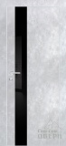 PX-10, гладкая дверь под бетон со стеклом, кромка ALU (серый бетон)
