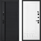 Дверь входная с черной ручкой Галактика-173/Панель эмаль Смальта Лайн 06, черный/белый Ral9003