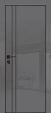 Межкомнатная дверь HGX-20 глянцевая, с черным молдингом, с черной кромкой ALU Black (глянец графит)