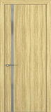 Межкомнатная дверь Квалитет К-1, гладкая дверь с вертикальным стеклом, с алюминиевой кромкой, экошпон, дуб натуральный