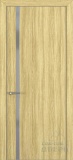 Квалитет К-1, гладкая дверь с вертикальным стеклом, с алюминиевой кромкой, экошпон, дуб натуральный