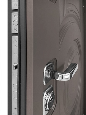Дверь входная Плаза-177/Панель экошпон Версаль-2, металл 1.5 мм, 2 замка KALE, коричнево-серый/дуб песочный