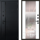 Дверь входная Гранд Роял-61 с зеркалом, черный кварц/шагрень белая