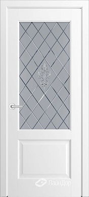 Кантри-К, дверь неоклассика со стеклом Лилия, эмаль белая