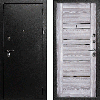 Дверь входная С-1/Панель экошпон PSK-1, металл 1.5 мм, 2 замка, титан/ривьера грей