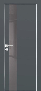 PX-10, гладкая матовая дверь со стеклом, кромка ALU (графит)