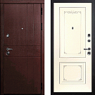Дверь входная С-2/Панель эмаль Смальта-14, металл 1.5 мм, 2 замка, орех премиум/слоновая кость Ral 1013, патина шампань