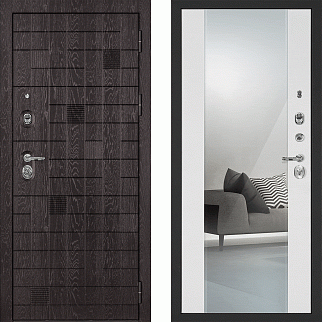 Дверь входная с зеркалом Нона-36/PR-71Z, металл 1.5 мм, 2 замка KALE, горький шоколад/белый