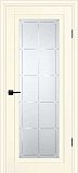 Межкомнатная дверь ДО PSC-35, стекло сатинат с гравировкой (магнолия)
