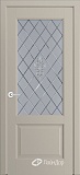 Межкомнатная дверь Кантри-К, дверь неоклассика со стеклом Лилия, эмаль латте