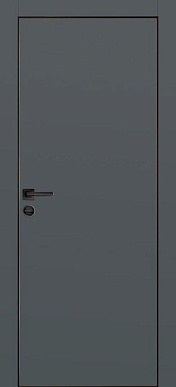 PX-1, гладкая матовая дверь с черной кромкой ALU Black (графит)