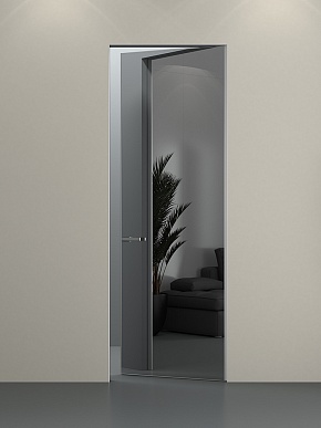 Скрытая дверь с зеркалом Elen ALU REVERS, с алюминиевой кромкой, открывание от себя