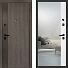 Дверь входная Ривьера с зеркалом, дымчатый камень/белый