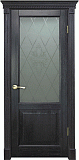 Межкомнатная дверь Классика-3, массив дуба, дверь остекленная (венге/серебро)
