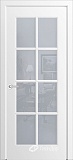 Межкомнатная дверь Аврора-ФП3, дверь с английской решеткой, стекло сатин матовый, эмаль белая
