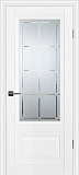 Межкомнатная дверь ДО PSC-37, стекло сатинат с гравировкой (белый)