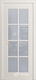 Межкомнатная дверь Аврора-ФП3, дверь с английской решеткой, стекло сатин матовый, эмаль жасмин