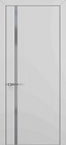 Межкомнатная дверь Квалитет К-1, гладкая дверь с вертикальным стеклом, с алюминиевой кромкой, серый матовый