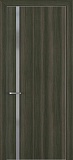 Межкомнатная дверь Квалитет К-1, гладкая дверь с вертикальным стеклом, с алюминиевой кромкой, экошпон, дуб темный