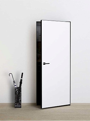 Скрытая дверь под покраску PX-0 Invisible с внешним открыванием, черная кромка ALU Black